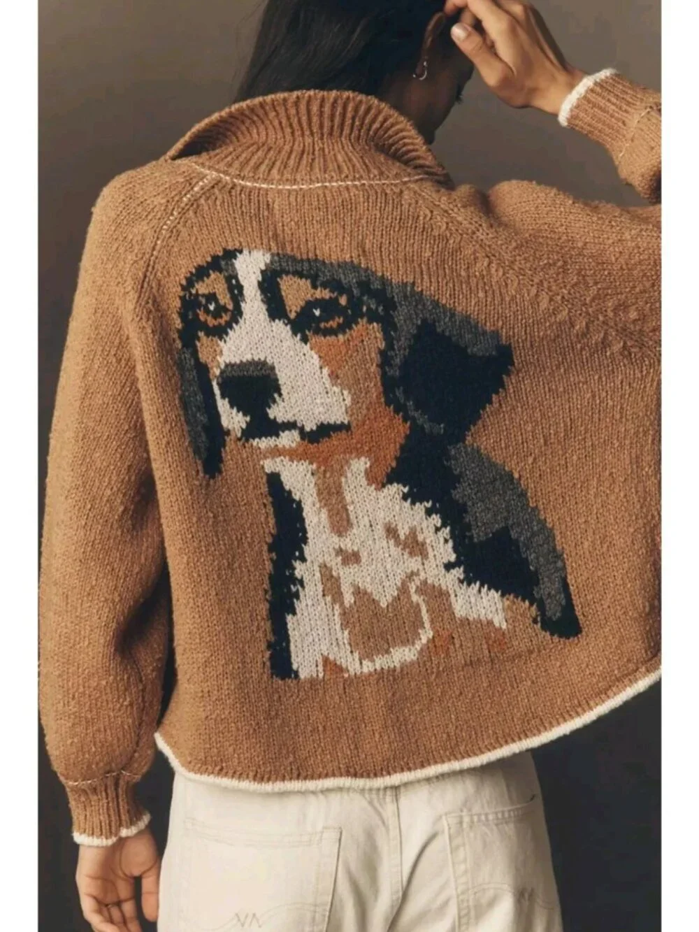 Anthropologie The Jesse Dog Icon Cardigan by Pilcro Beagle M - Picture 2 of 5